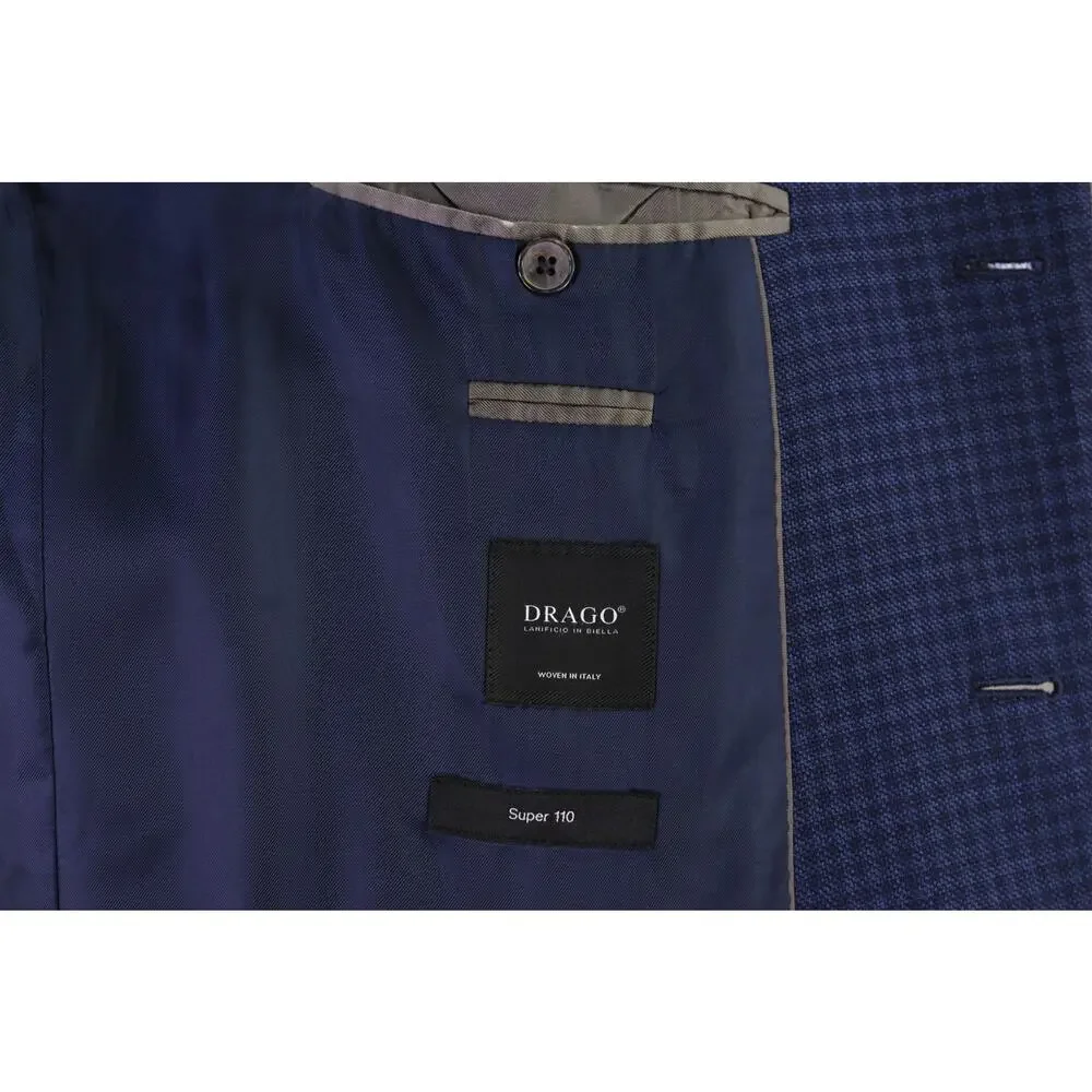 Hugo Boss Royal Blue Gingham Check Super 110's Wool Drago Blazer Jacket 48R